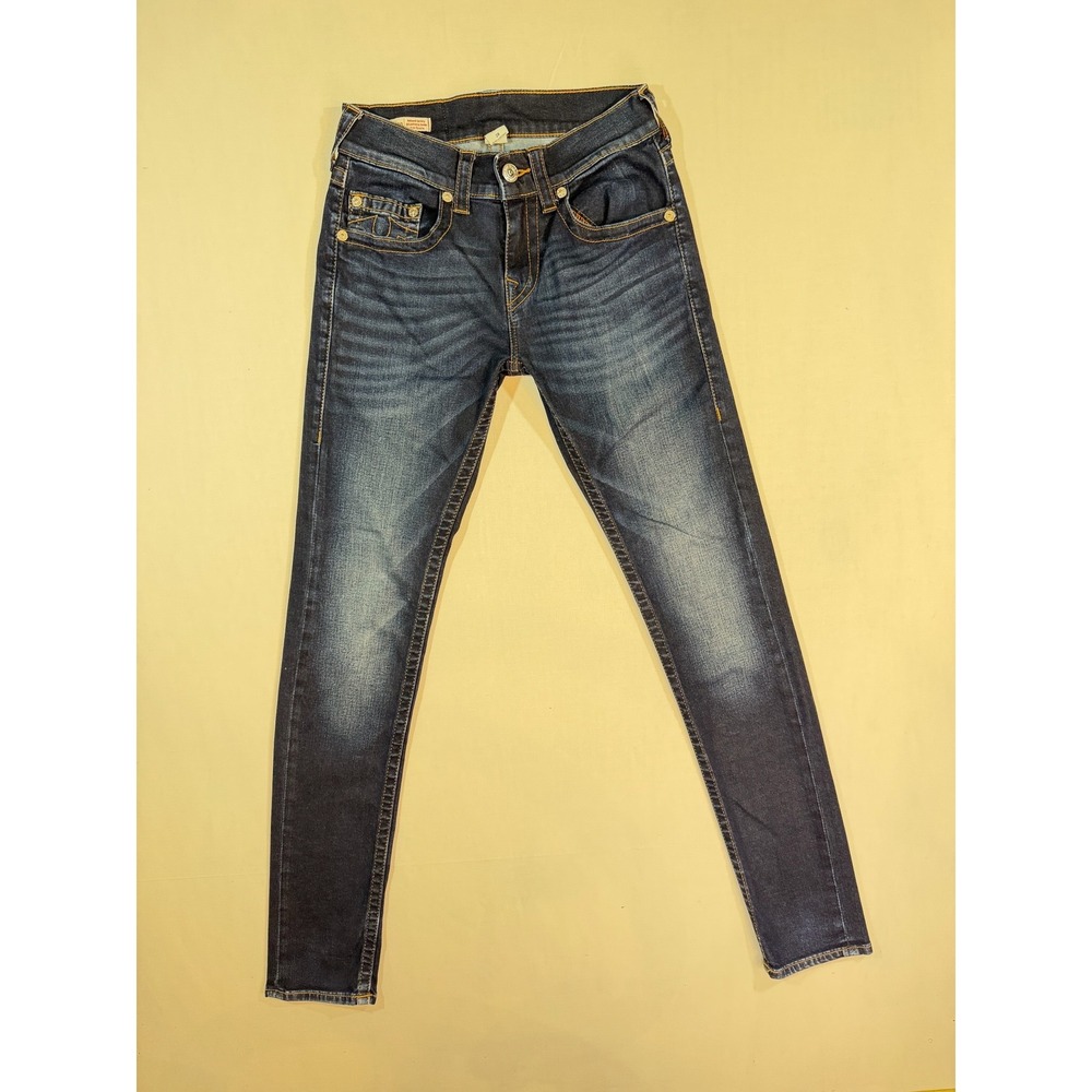True Religion Rocco Relaxed Skinny Jeans Dark Wash Blue Denim Size 28